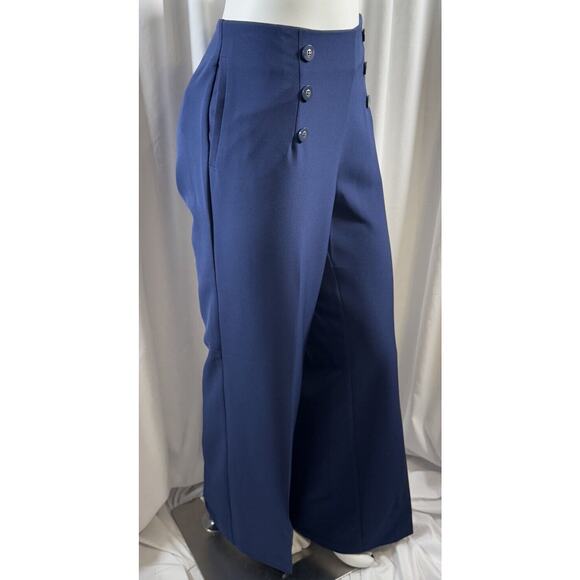 eva mendes Wide Leg Sailor Trousers Blue 8 Academia career 74-22 - Picture 1 of 16